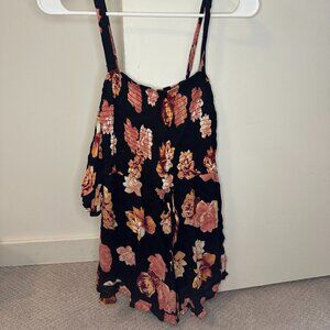 Band of Gypsies Black and Pink Floral Romper